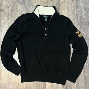 Ralph Lauren Black Military-sequel Sweater with Gold Details